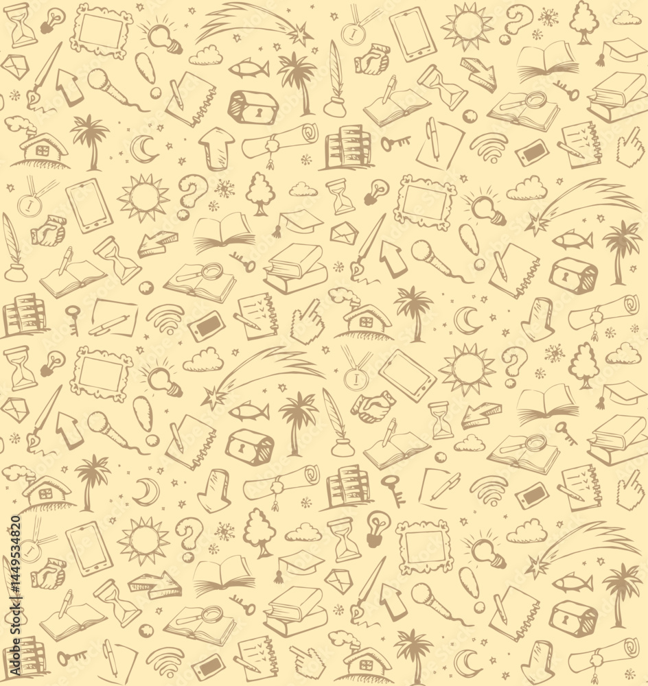 Vector background. Pattern of various icons Vector background. Pattern of various icons