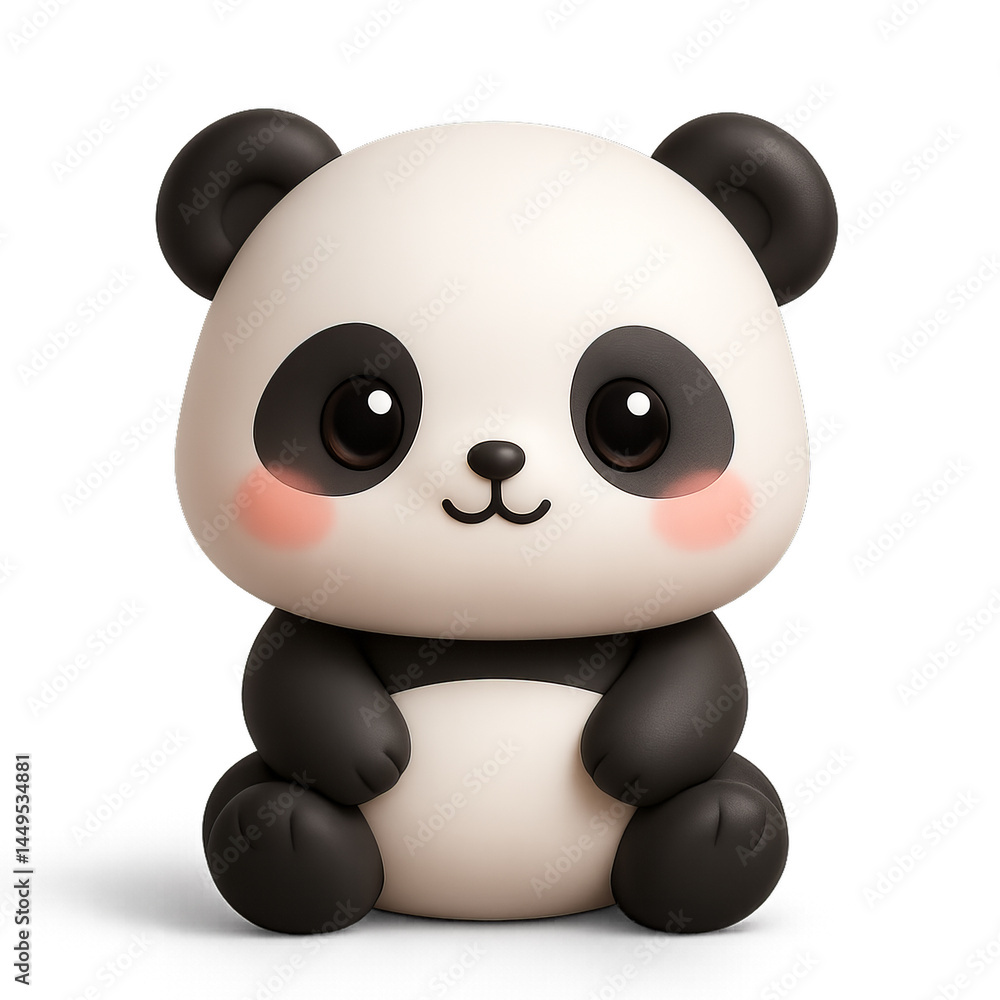 Naklejka premium Cute 3D Cartoon Panda Character with Kawaii Features and Simple Design