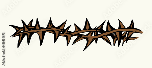 Vector drawing. Big thorn branch