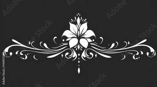 Elegant Floral Swirl Design Black White Ornament