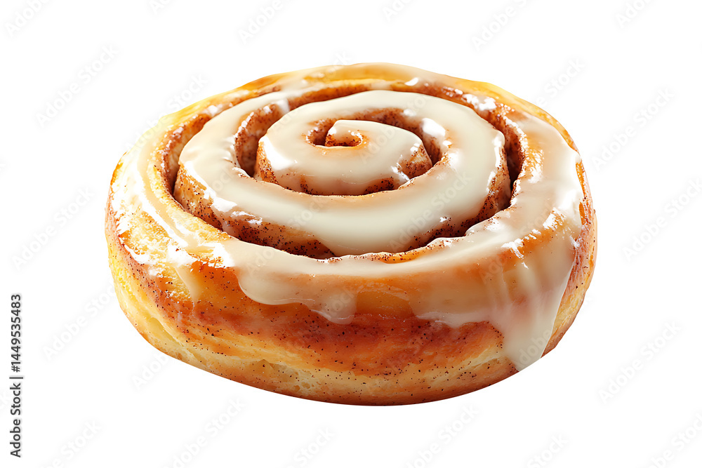 Fototapeta premium Cinnamon roll isolated on transparent background