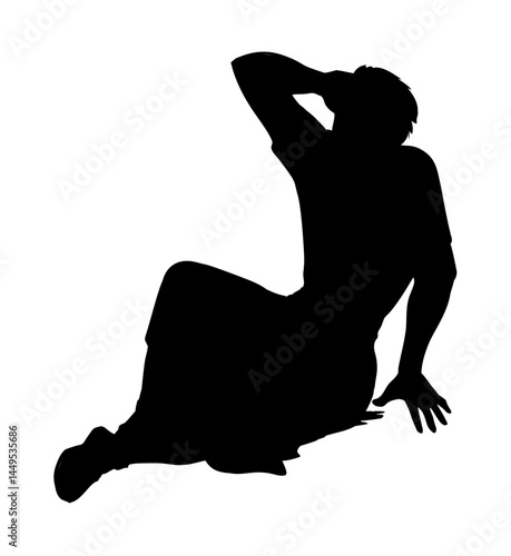 Vector drawing. Man fall on the ground