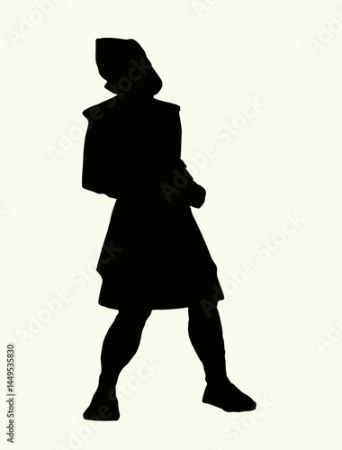 Vector drawing. The king looks at the youths in the oven