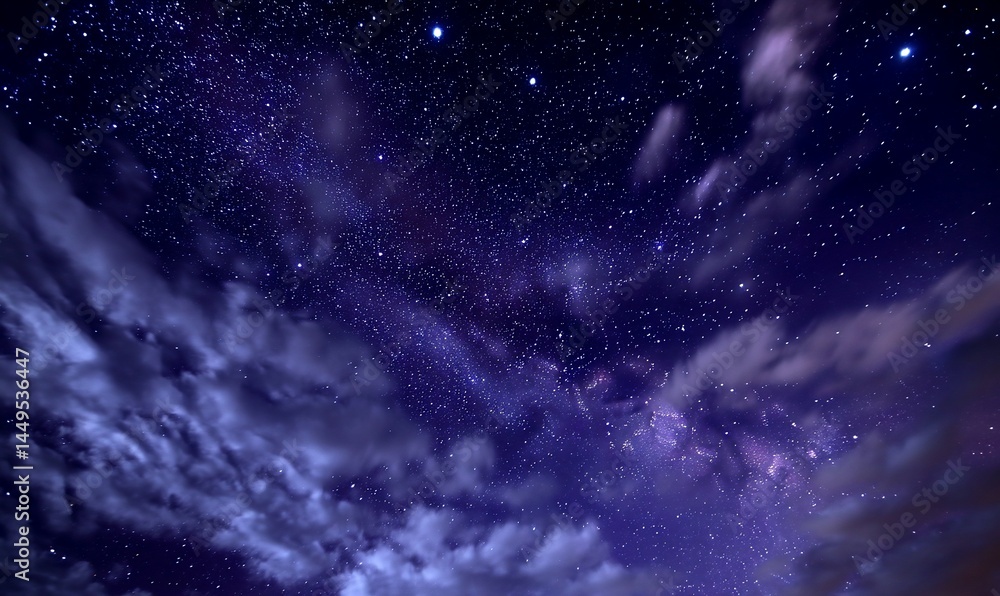 Starry night sky with clouds, celestial view, night sky landscape, ideal for wallpapers, nature photography Starry night sky with clouds, celestial view, night sky landscape, ideal for wallpapers, nature photography