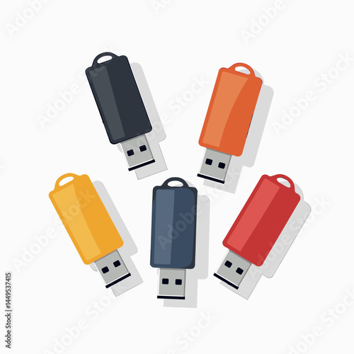 usb flash drives in vibrant colors  stock image