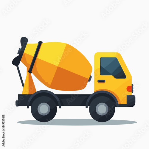 concrete mixer truck with yellow drum  construction vehicle icon