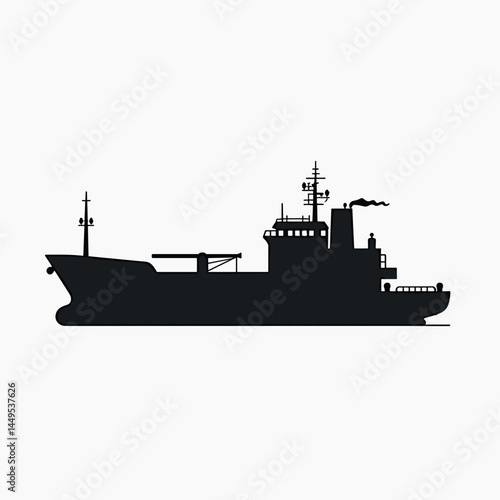 black and white ship icon with cargo hold