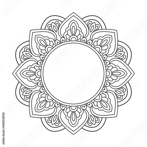 Elaborate Zen Flower Mandala Coloring Book Page