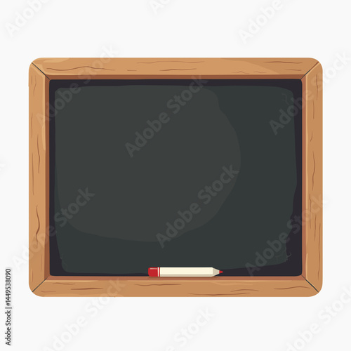 chalkboard with wooden frame  empty blackboard with pencil  classroom teaching aid  education icon  flat design