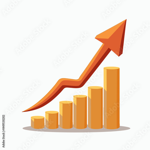stock growth graph with orange arrow  increasing trend