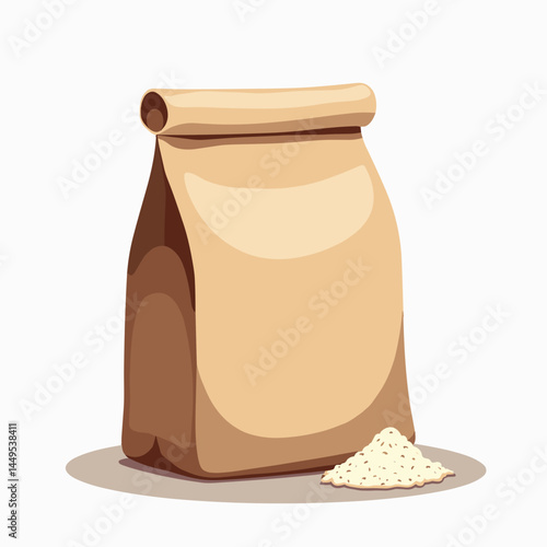 brown paper bag with white flour and sugar