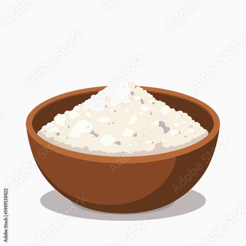 rice in brown bowl with white grains