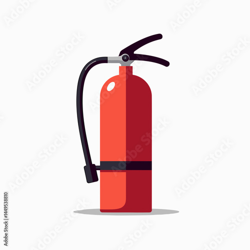 fire extinguisher with red body and black hose  emergency safety equipment