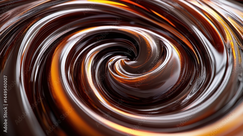 Smooth, swirling, melted chocolate forms a mesmerizing vortex, tempting confectionery lovers
