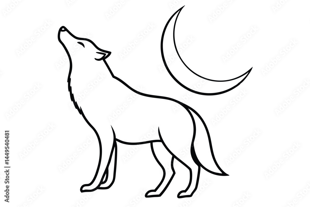 wolf howling at moon line art icon wolf howling at moon line art icon