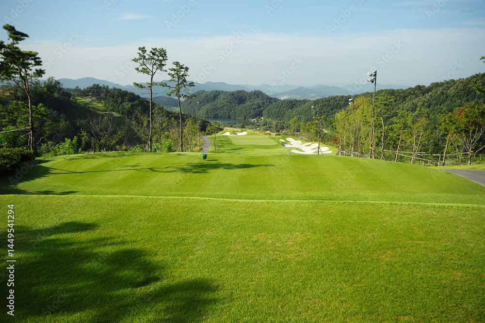 Obraz premium 숲속 자연을 품은 아름다운 골프장.
