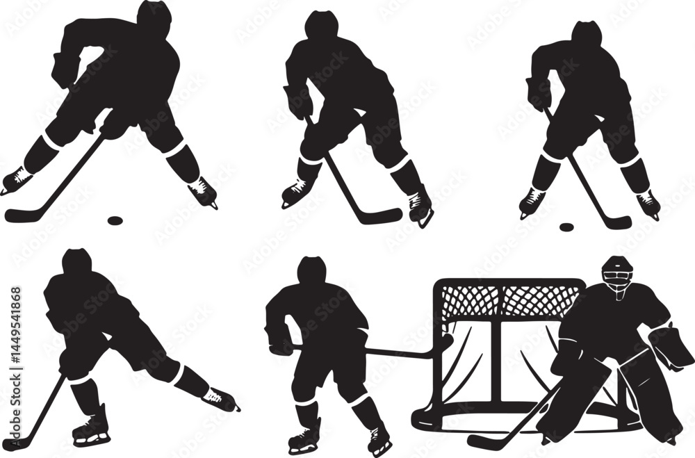 Fototapeta premium silhouettes of hockey players