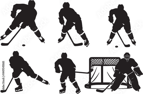 silhouettes of hockey players