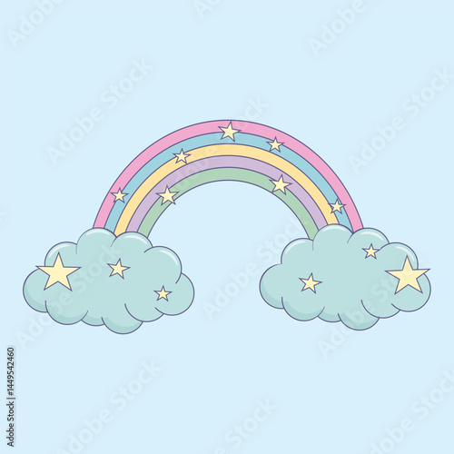 Obraz na płótnie Cute Rainbow and stars hand drawn vector illustration print design poster w salonie