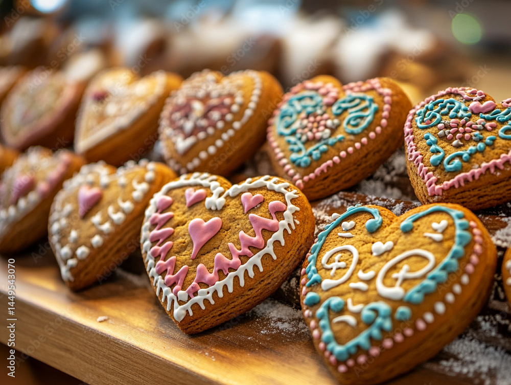 Heart-Shaped Gingerbread Cookies: Delicate Icing, Festive Delight Heart-Shaped Gingerbread Cookies: Delicate Icing, Festive Delight