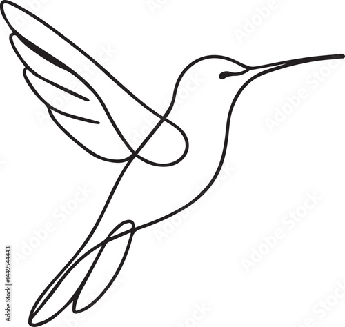  Flying Hummingbird Outline