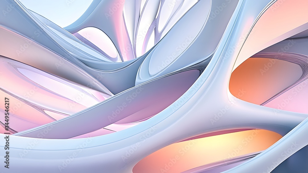 Fototapeta premium Abstract Pastel Swirls, Fluid Organic 3D Shapes Background