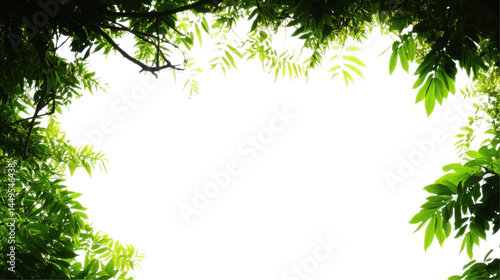 Wallpaper Mural Lush Green Leaves Frame With Sunlight Filtering Through Foliage Against Transparent Background Torontodigital.ca