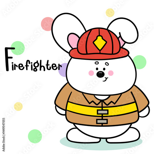firefighter bunny rabbit job kawaii animal