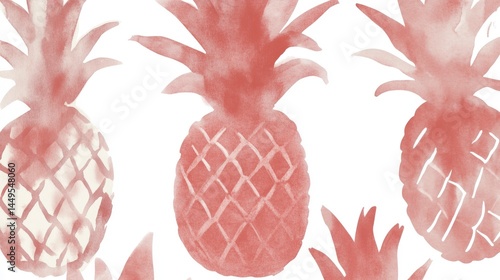 Stunning Watercolor Pineapples in Rose Gold Hues - A Tropical Paradise Print