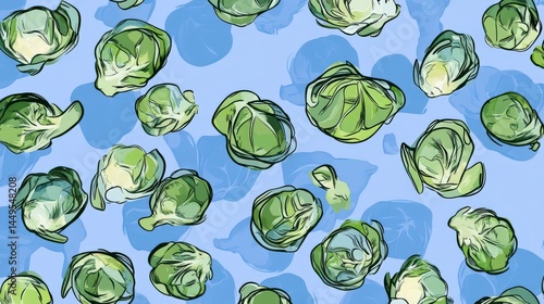 Brussel Sprouts Pattern Design: Vibrant Green Vegetables