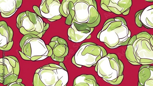 Vibrant Brussels Sprouts Pattern - Fresh Vegetable Design for Healthy Eating