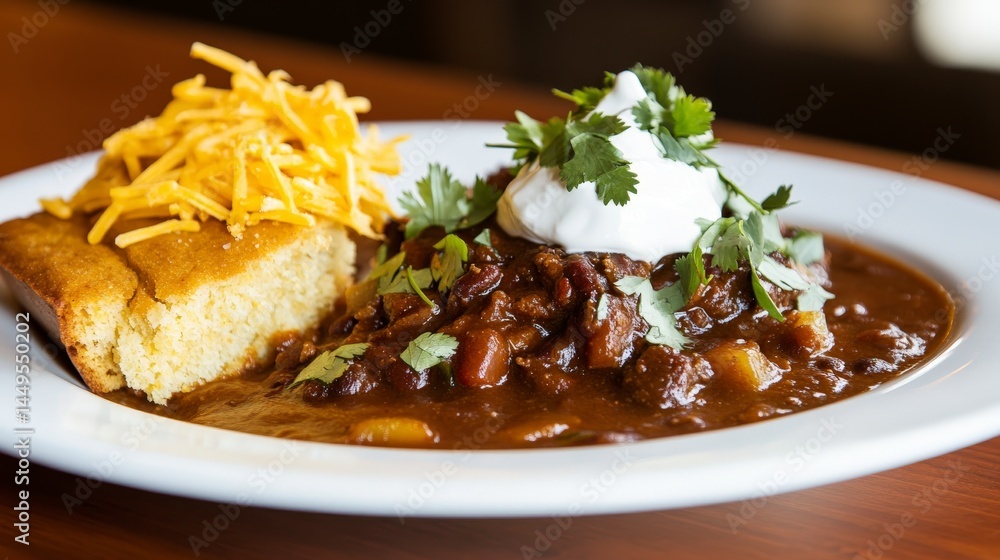Comforting Chili with Cornbread and Toppings - A Delicious Culinary Creation Comforting Chili with Cornbread and Toppings - A Delicious Culinary Creation