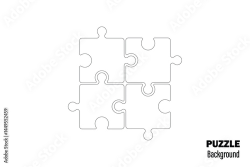 Four pieces puzzle infographic. Puzzle pieces vector set. Puzzle jigsaw on white background. Set of puzzle pieces. Vector illustration