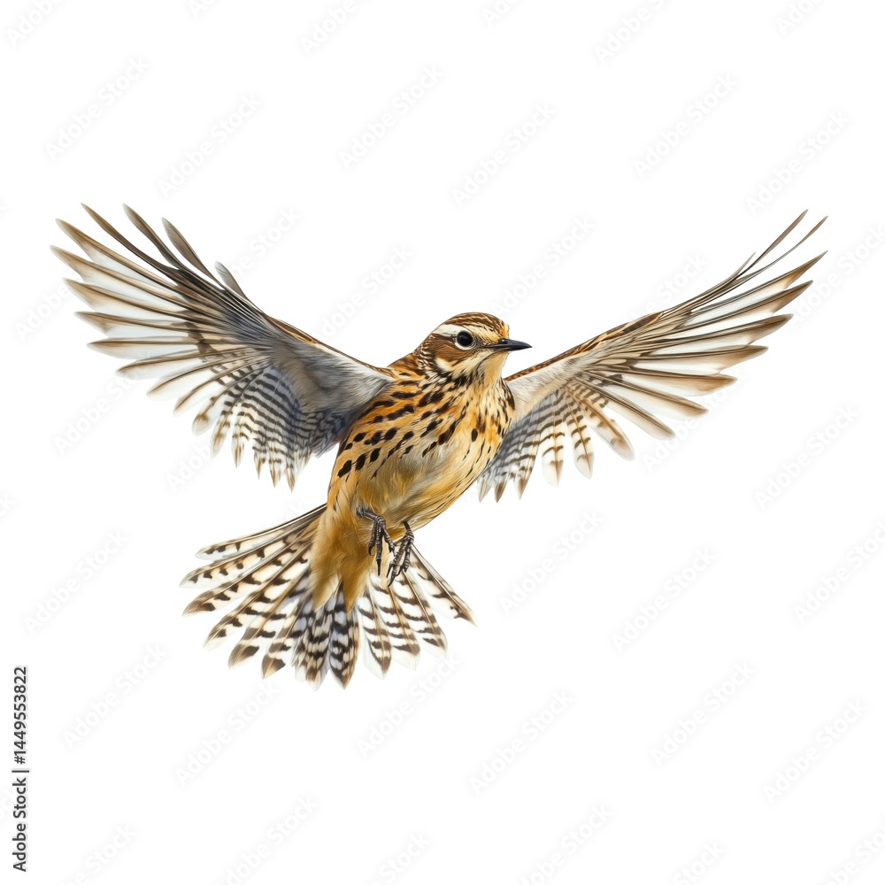 Fototapeta premium brown bird in flight on white background