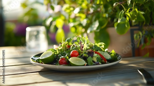 A Vibrant Summer Salad Display on a Wooden Table