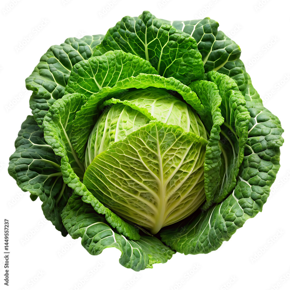 Obraz premium Fresh Savoy Cabbage: High-Resolution Food Photo