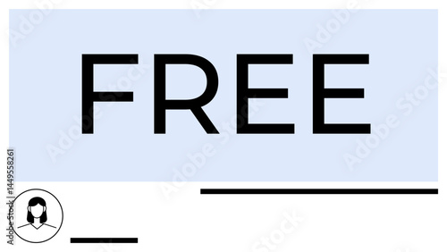 Bold Free text on soft blue background, user avatar icon, and black horizontal lines suggesting simplicity, accessibility, and openness. Ideal for promotion, marketing, accessibility, value