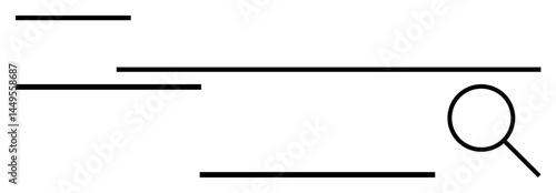 Horizontal search bar with a magnifying glass icon and clean line elements. Ideal for user interface, web design, search function, minimalism, simplicity, technology, simple landing page
