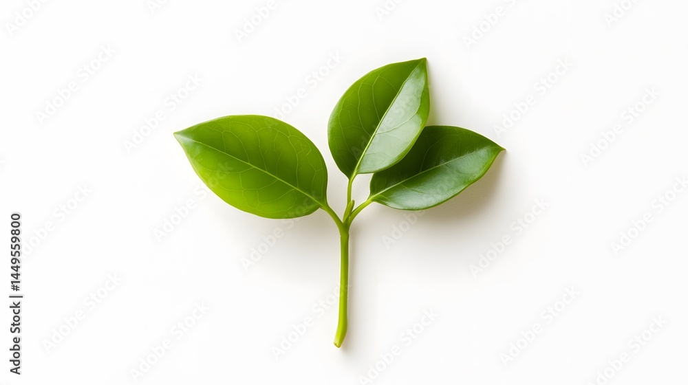 Obraz premium Vibrant Green Sprig Three Leaves Nature Photography