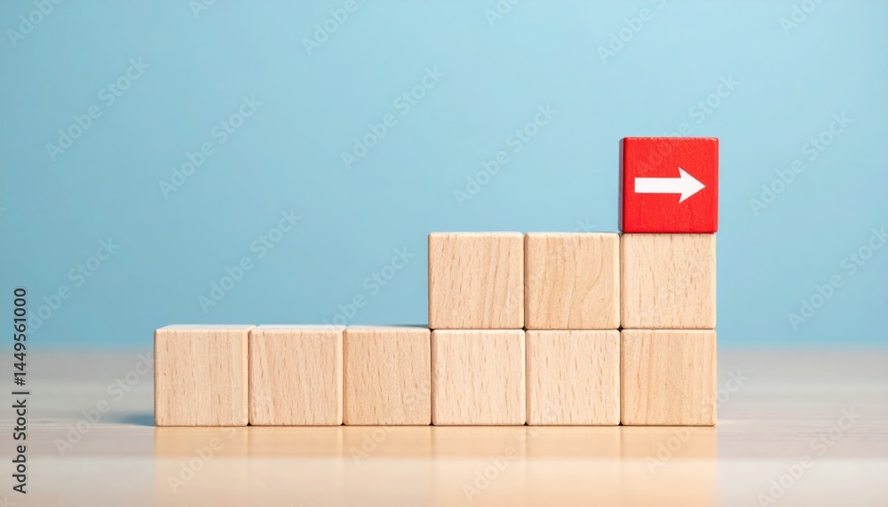 Obraz premium Continuous process development assembling blocks with forward movement office visual concept clear background