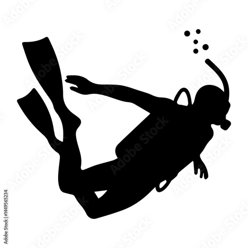 Scuba Diver Silhouette Underwater Exploration