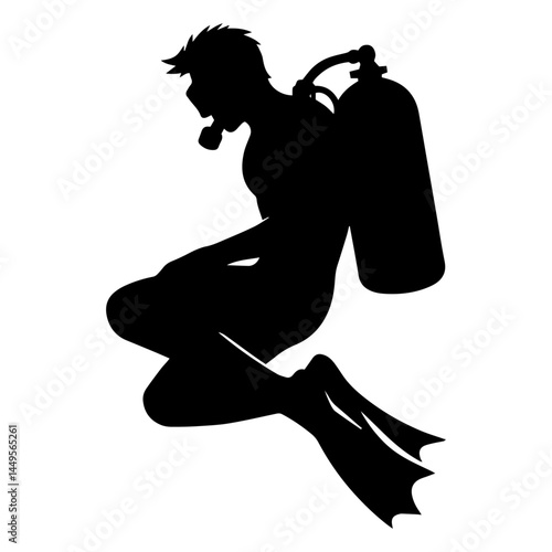 Scuba Diver Silhouette Underwater Exploration