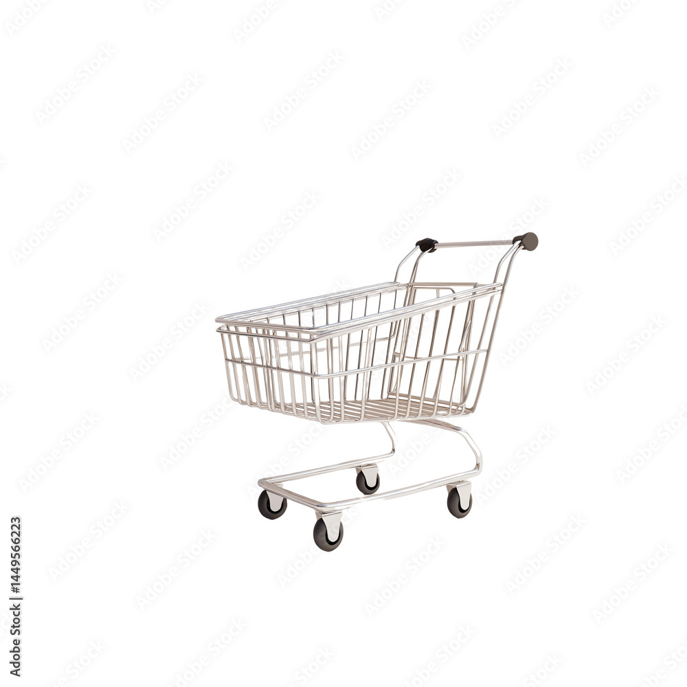 Shopping cart featured in a retail setting for groceries Shopping cart featured in a retail setting for groceries