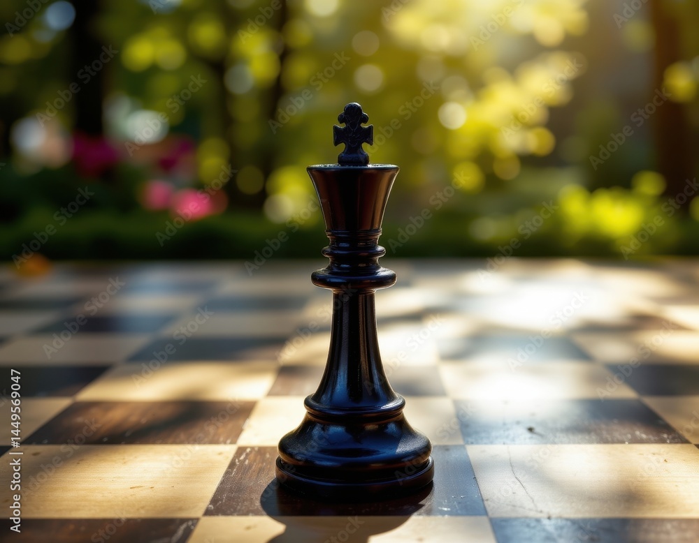 black knight chess piece at the bottom, under dappled light. black knight chess piece at the bottom, under dappled light.