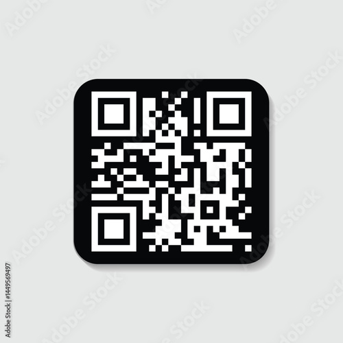 Black and white square QR code icon for scanning, identification, digital access, and smart contactless use in mobile apps, web platforms, and technology interfaces.


