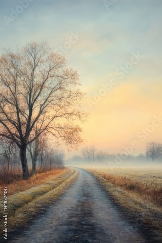 Wallpaper Mural Tranquil path through a misty autumnal landscape. Torontodigital.ca