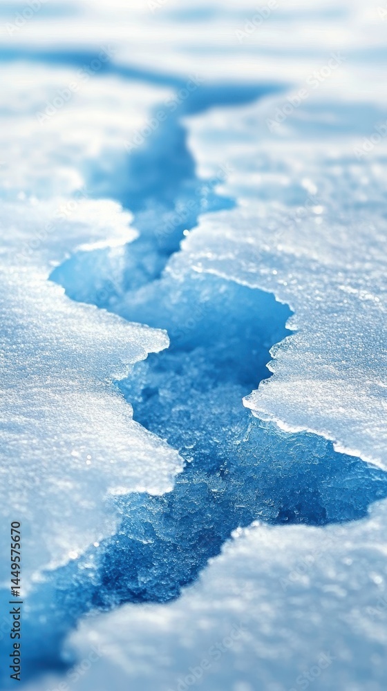 Obraz premium Close-up view of a fractured ice sheet.