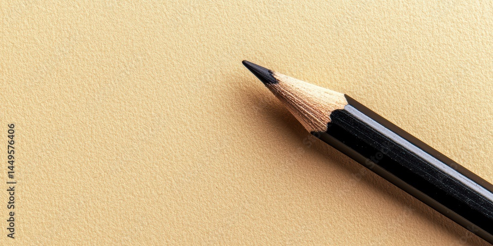 a black pencil on brown paper as background a black pencil on brown paper as background