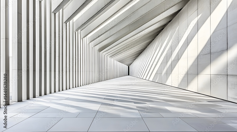 Obraz premium Modern Architectural Corridor Design Concrete Columns Sunlight