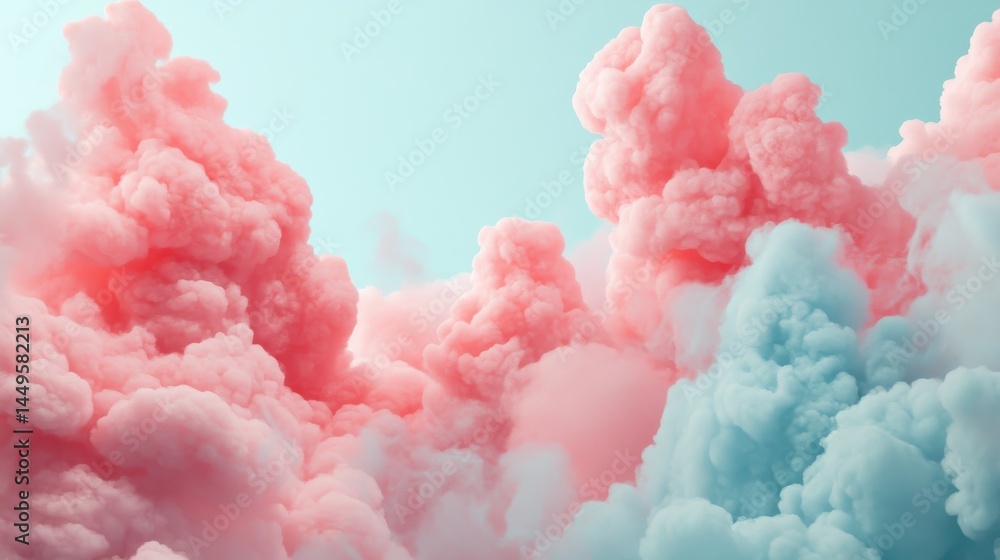 A 2D pastel cloud frame with soft, overlapping puffy shapes, drifting gently in a dynamic loop against a pale blue sky background A 2D pastel cloud frame with soft, overlapping puffy shapes, drifting gently in a dynamic loop against a pale blue sky background